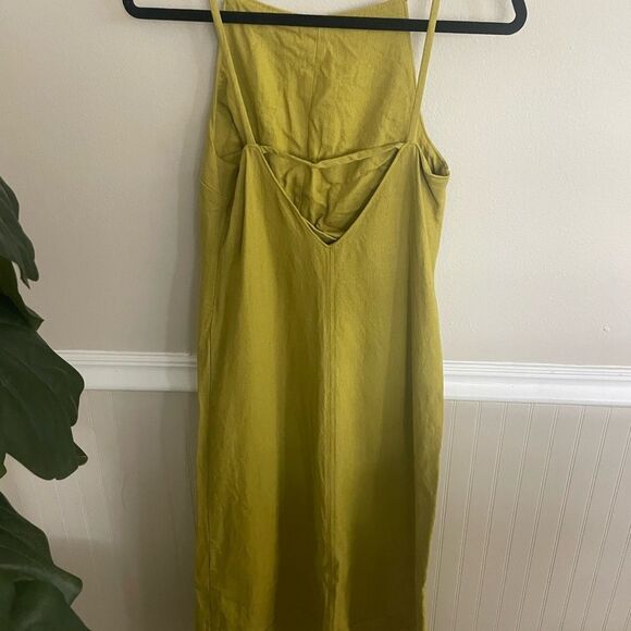 Zara Women's Green Linen Spaghetti Strap Maxi Dress Small - Picture 7 of 8